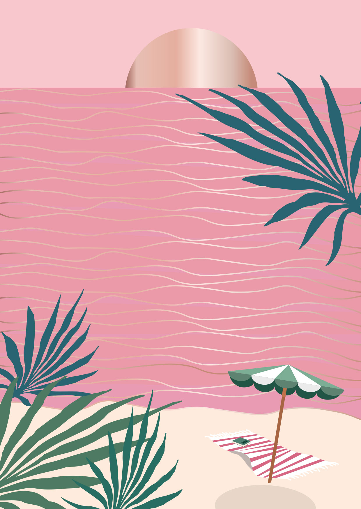 Postkarte - Toni Starck - pink beach sunset