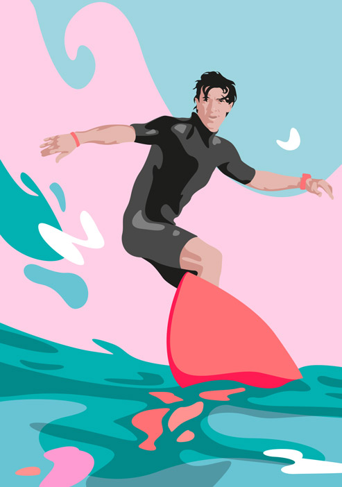 Postkarte - luminous - Surfer