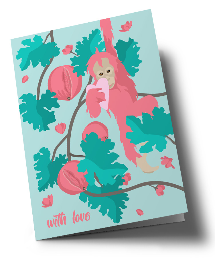 *DK C6 - Happiness - with love - Schimpanse mit herz