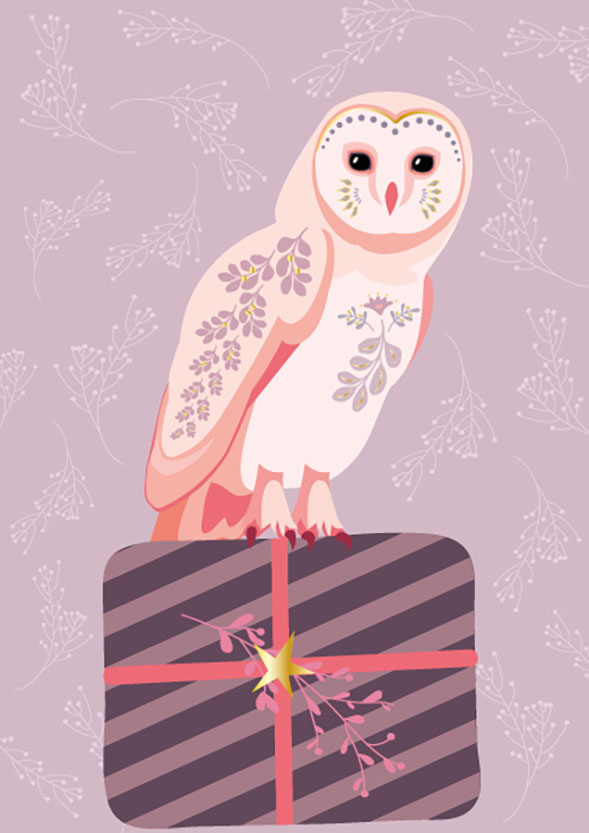 Postkarte - Toni Starck - christmas owl