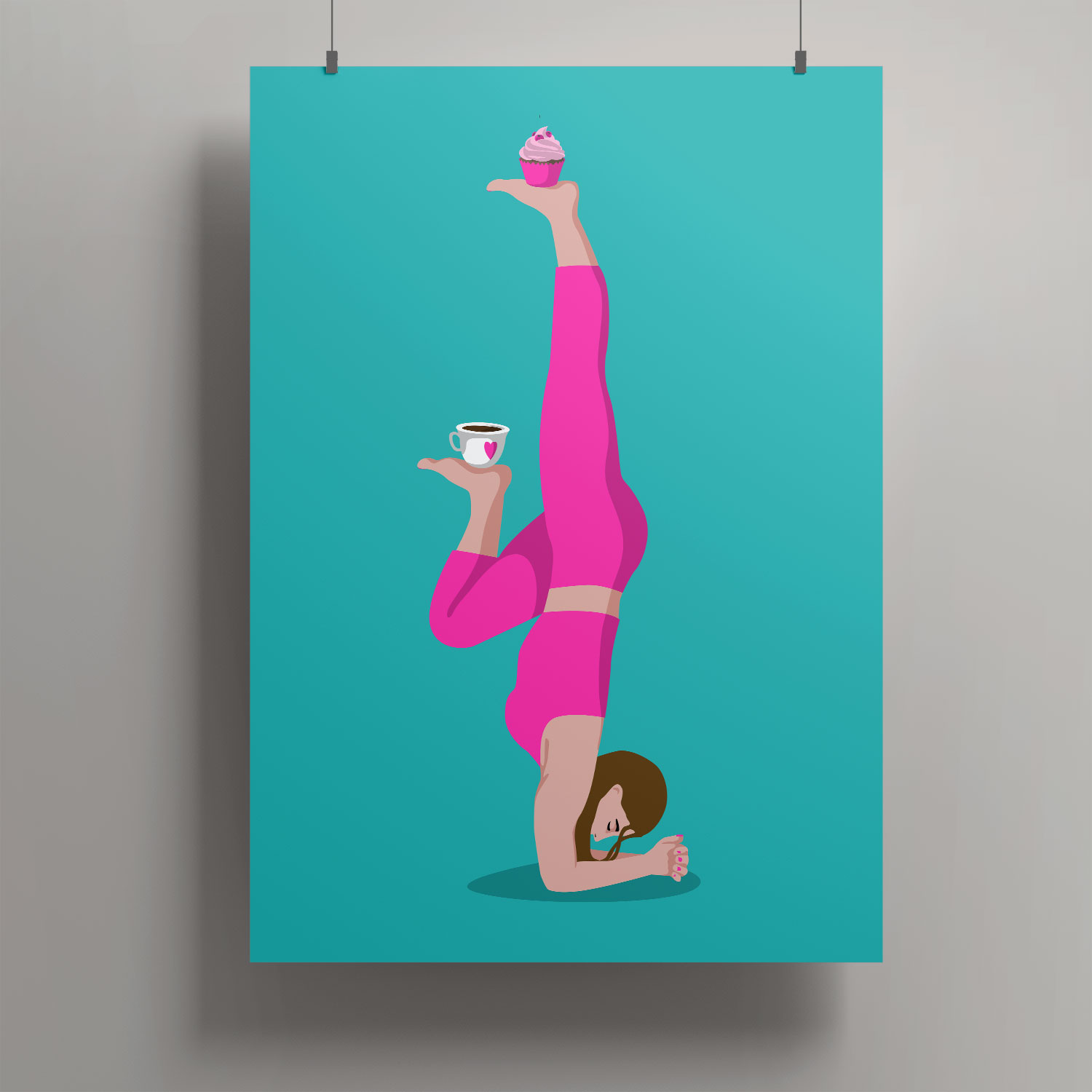 Artprint A3 - Yogastand with coffee Artprint A3 - Yogastand with coffee
