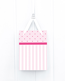 Geschenktüte Midi - Streifen & Herzen, rosa