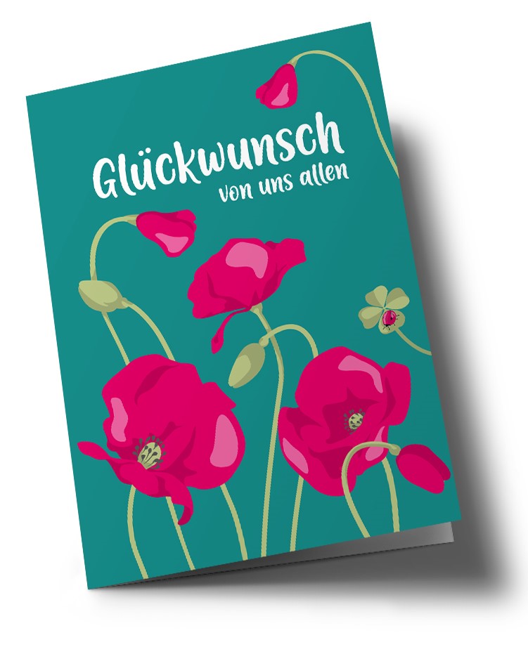 Klappkarte A5 - Lucky Cards - Blumen - Glückwunsch