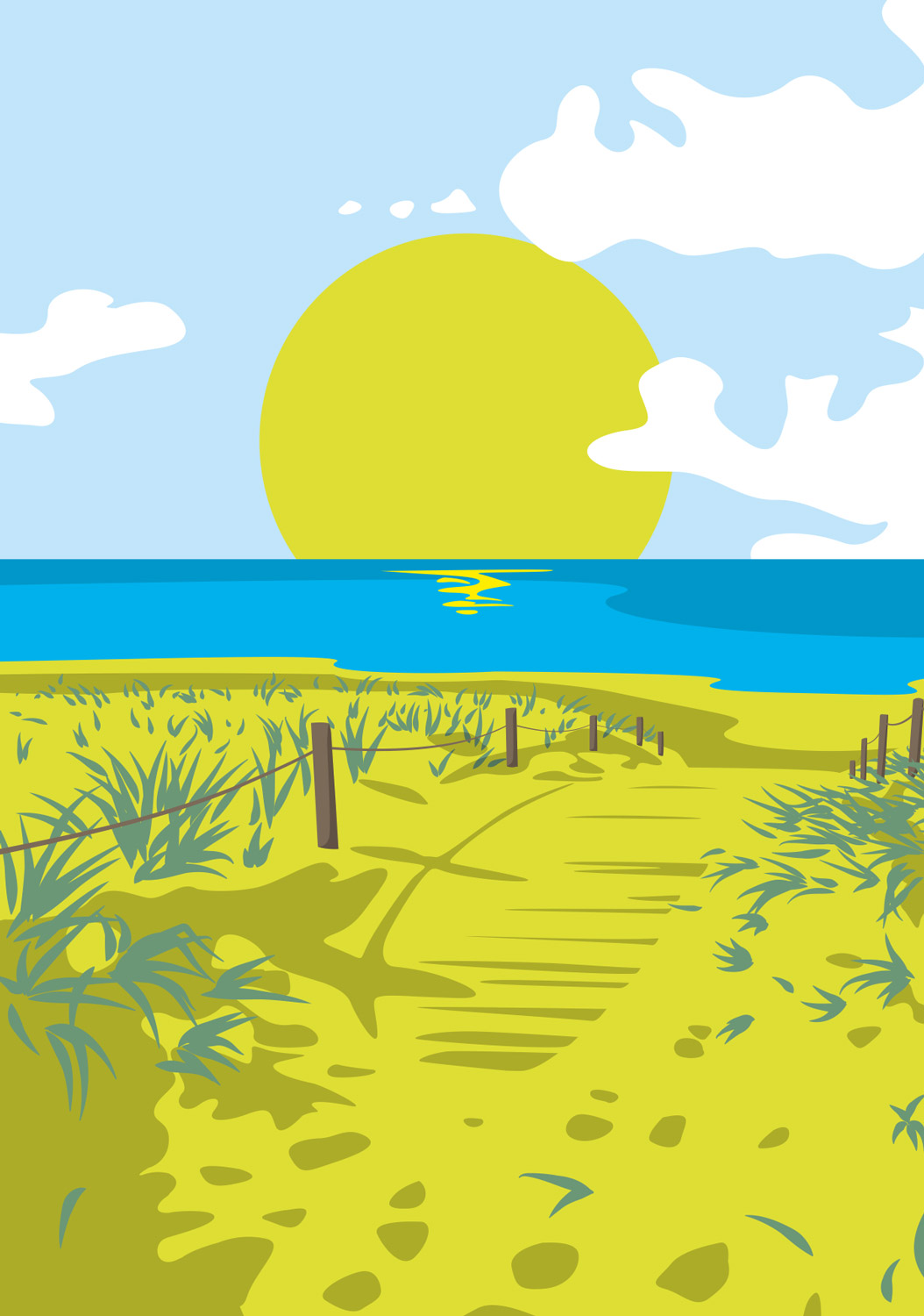 Postkarte - Bon Voyage - Dünenstrand Postkarte - Bon Voyage - Dünenstrand