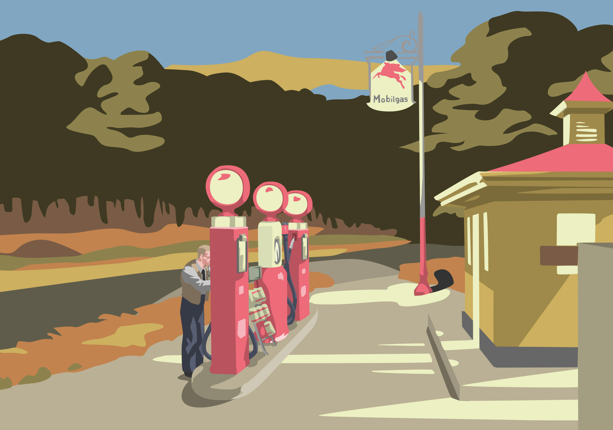 Postkarte - Gas - Hommage à Edward Hopper