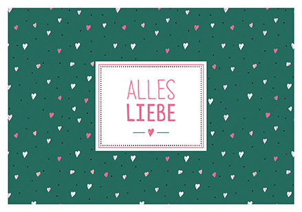Klappkarte C6 - La Card - Herzen, dunkelgrün