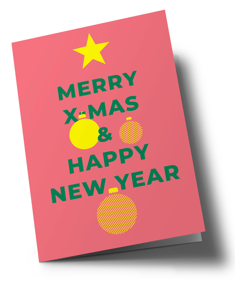 Klappkarte C6 - typestyle - Merry x-mas & Happy new Year