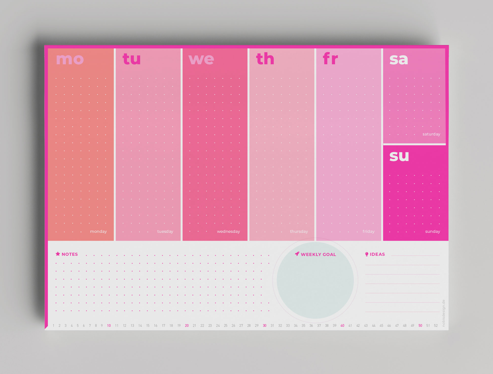 Weekly Planner A4 - neonstyle - Pink Weekly Planner A4 - neonstyle - Pink