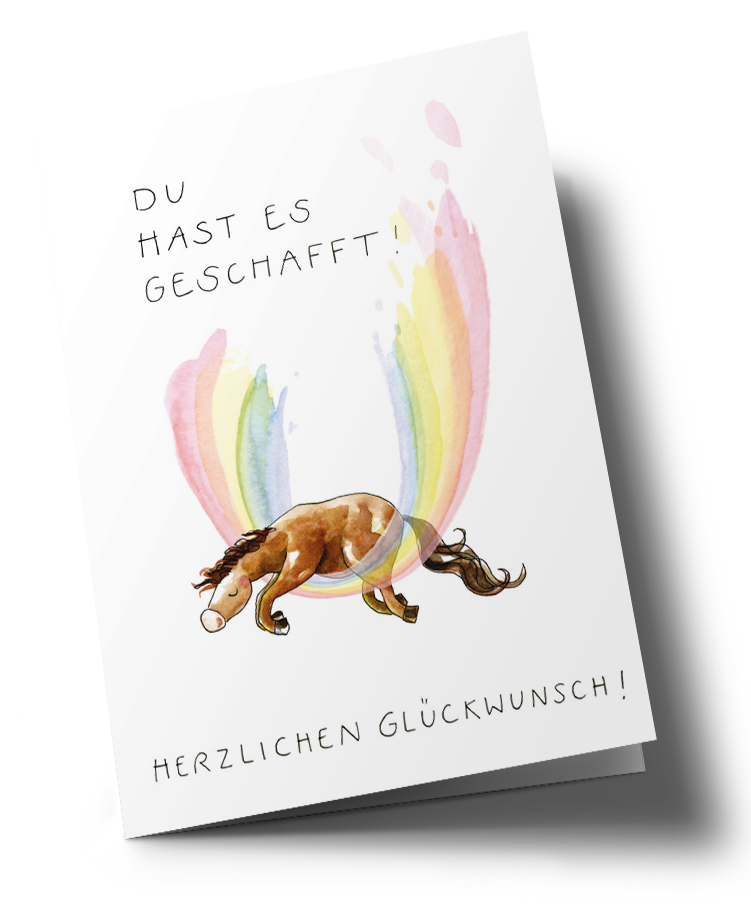 Klappkarte C6 - Tabea Güttner - Pferd mit Regenbogen