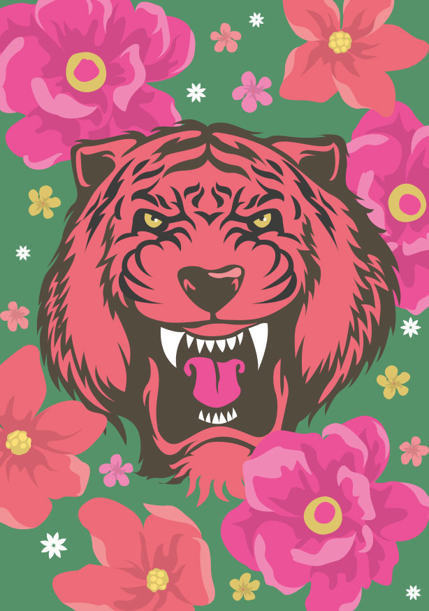 Postkarte - happiness - Asia Tiger