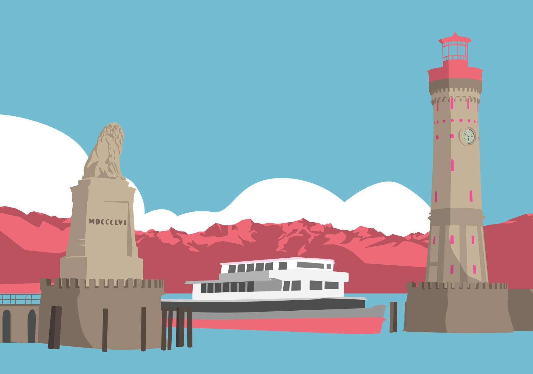 Postkarte -Bon Voyage- Hafen Lindau, Bodensee Postkarte -Bon Voyage- Hafen Lindau, Bodensee