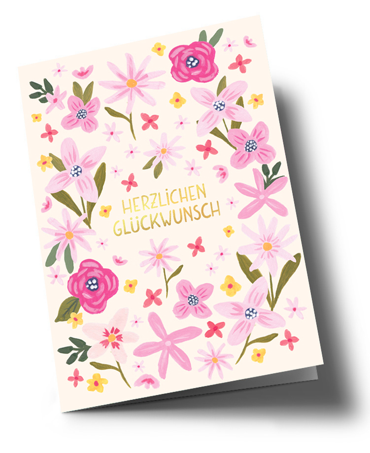 Klappkarte C6 - Anke Rega - Herzlichen Glückwunsch Flowers