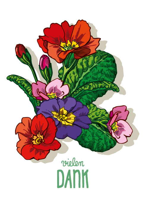 Klappkarte B6 - illi - Primula Danke Klappkarte B6 - illi - Primula Danke