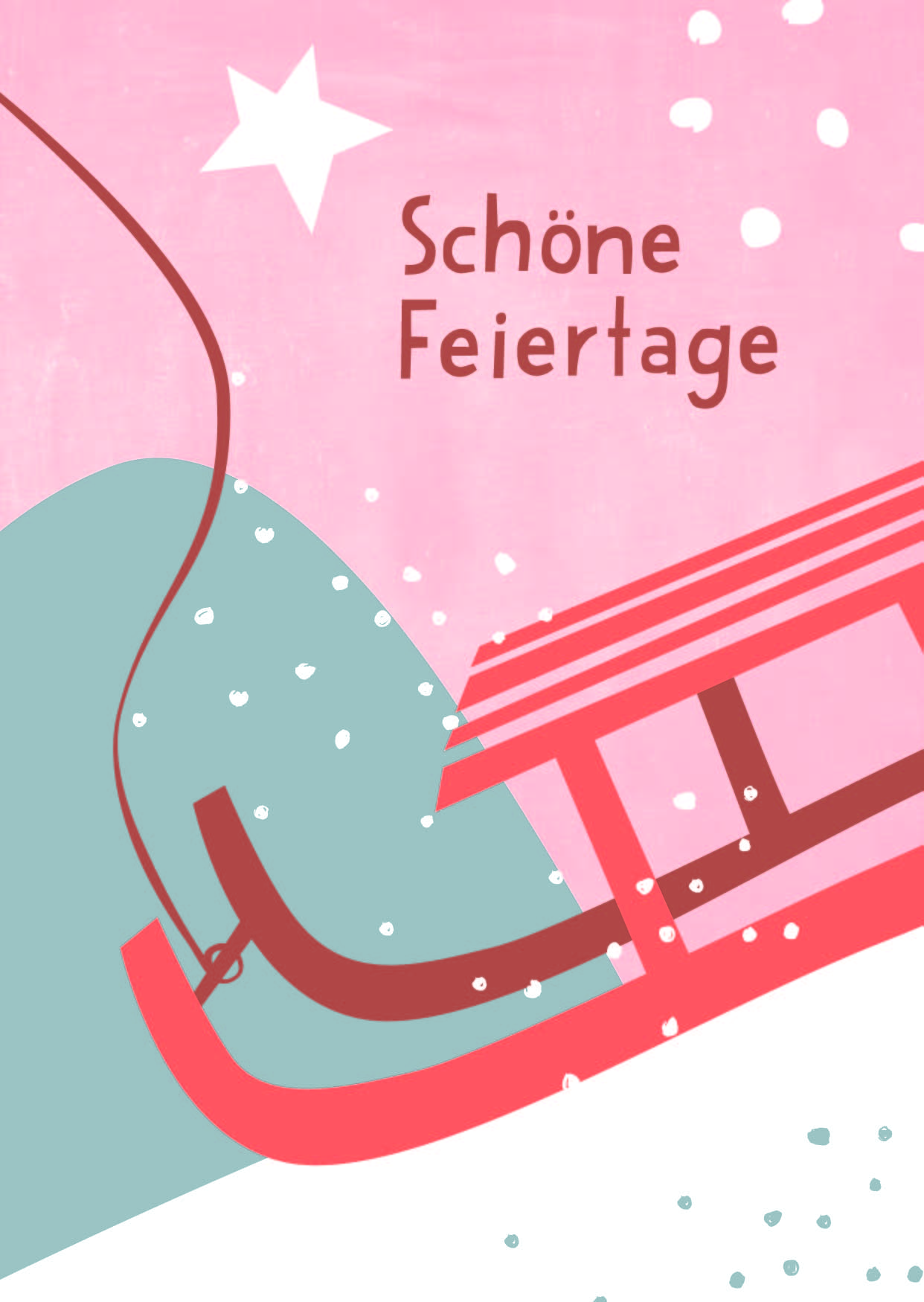 Postkarte - Designfräulein - Schöne Feiertage Schlitten