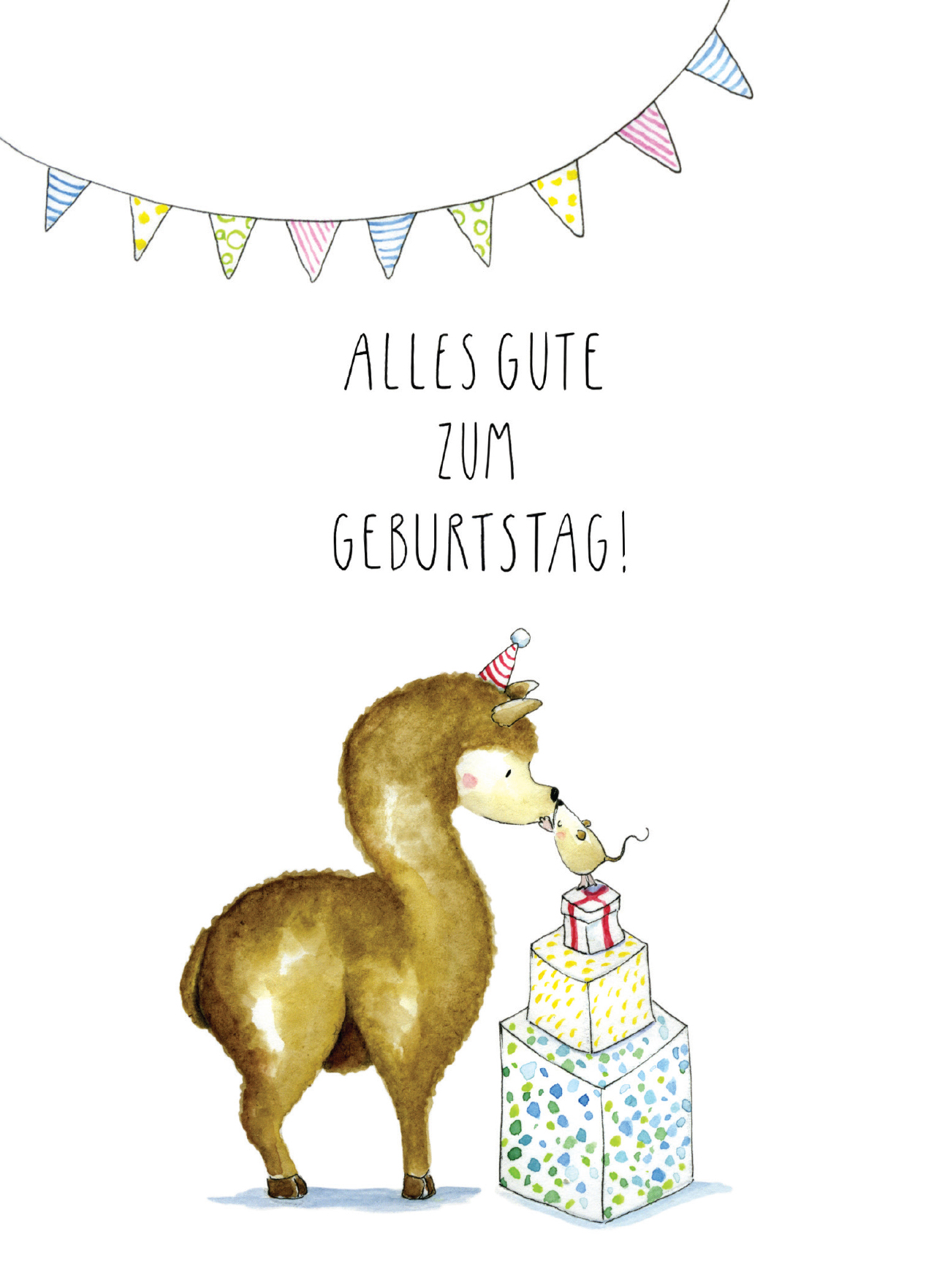 Klappkarte C6 - Tabea Güttner - Geburtstag - Lama