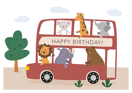 Klappkarte C6 - La Card - Doppeldeckergeburtstag Klappkarte C6 - La Card - Doppeldeckergeburtstag